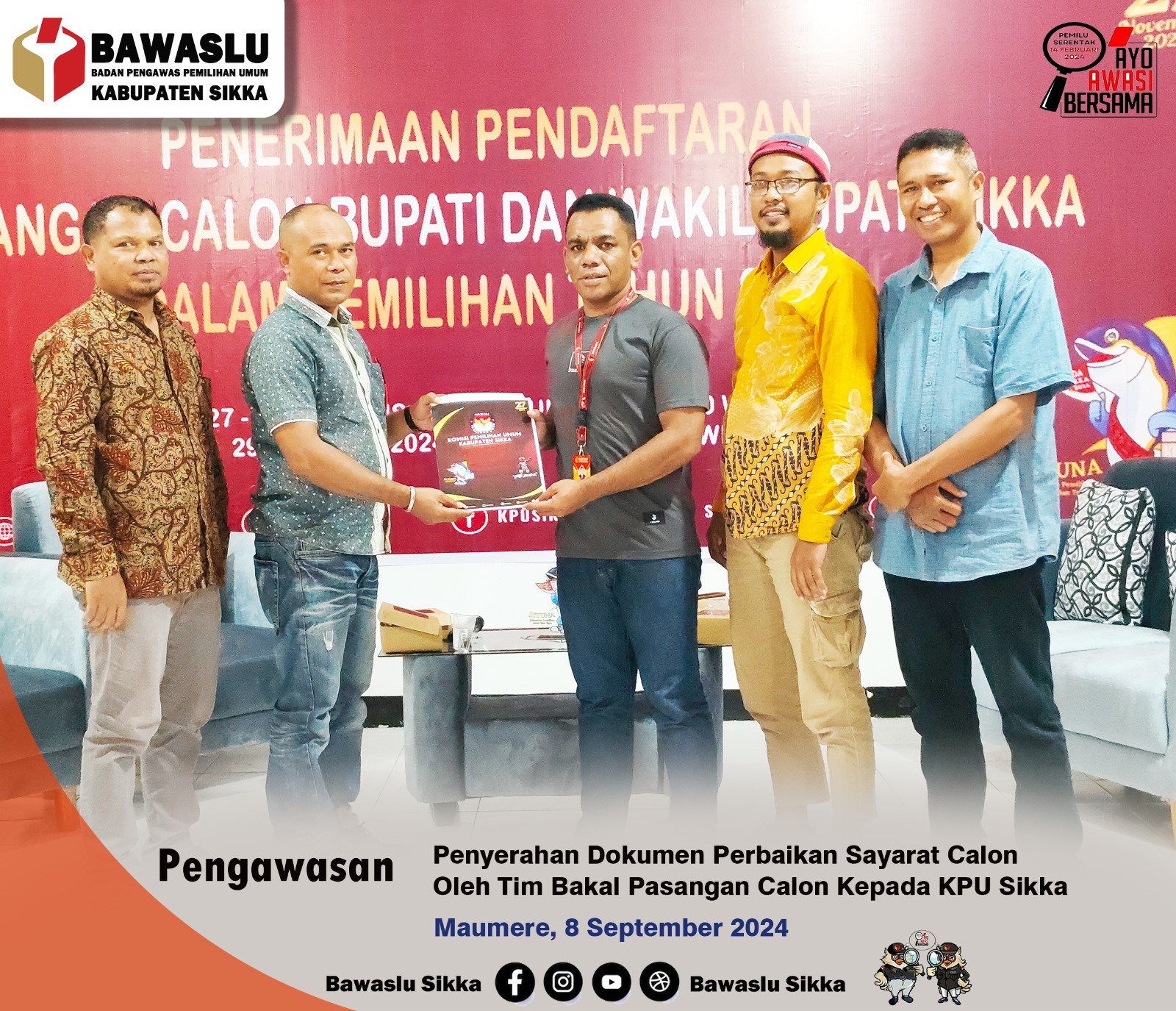 Penyerahan Dokumen Paslon dari Anggota KPU, kepada Anggota Bawaslu