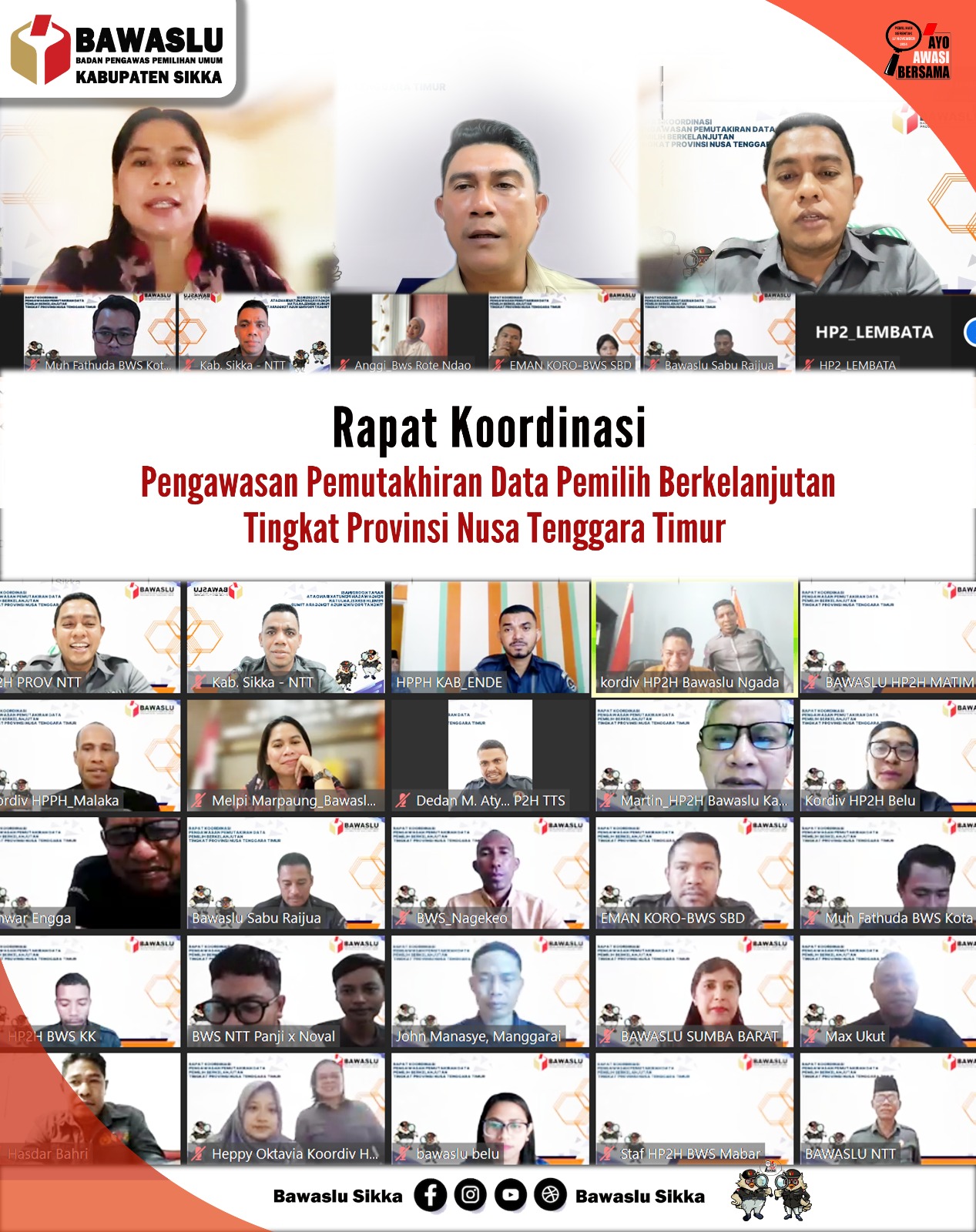 Rapat Koordinasi Pengawasan Pemutakhiran Data Pemilih Berkelanjutan (PDPB) tingkat  Provinsi NTT